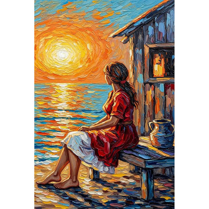 1000-Piece Premium Wooden Jigsaw Puzzle for Adults –  Seaside Sunset Girl | Artisan Crafted, Whimsical Shapes & Unique Designs, Best Relaxation Gift