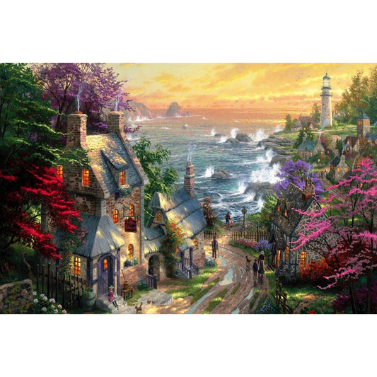 1000-Piece Premium Wooden Jigsaw Puzzle for Adults – Seaside Village Retreat | Artisan Crafted, Whimsical Shapes & Unique Designs, Best Relaxation Gift