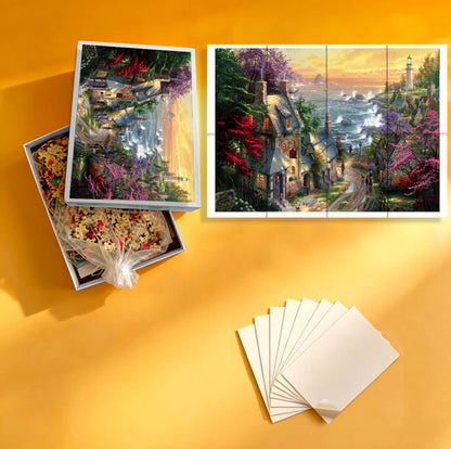 1000-Piece Premium Wooden Jigsaw Puzzle for Adults – Seaside Village Retreat | Artisan Crafted, Whimsical Shapes & Unique Designs, Best Relaxation Gift