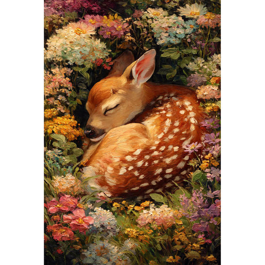1000-Piece Premium Wooden Jigsaw Puzzle for Adults – Sleeping Deer in Blooming Flowers | Artisan Crafted, Whimsical Shapes & Unique Designs, Best Relaxation Gift