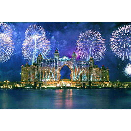 1000-Piece Premium Wooden Jigsaw Puzzle for Adults – Atlantis Fireworks | Artisan Crafted, Whimsical Shapes & Unique Designs, Best Relaxation Gift