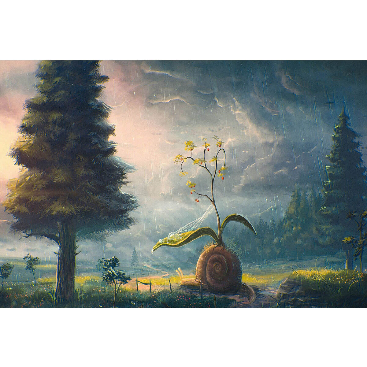 1000-Piece Premium Wooden Jigsaw Puzzle for Adults – Snail with Plant in Rain | Artisan Crafted, Whimsical Shapes & Unique Designs, Best Relaxation Gift