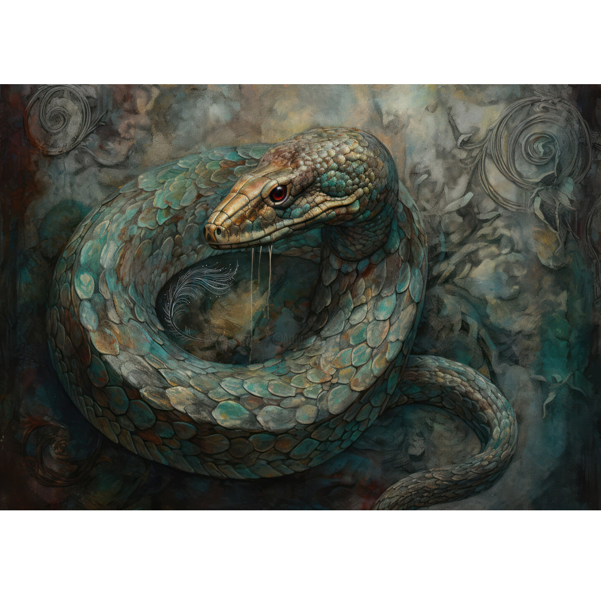 Wooden Jigsaw Puzzle 1000-Piece for Adults – Relaxing Gift Idea & Elegant Home Décor Artwork with Full-Size Poster, Premium Stress Relief Activity - Snake - Artisan Puzzles