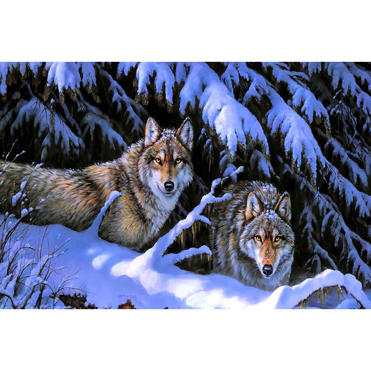 1000-Piece Premium Wooden Jigsaw Puzzle for Adults – Snow Forest Wolves | Artisan Crafted, Whimsical Shapes & Unique Designs, Best Relaxation Gift