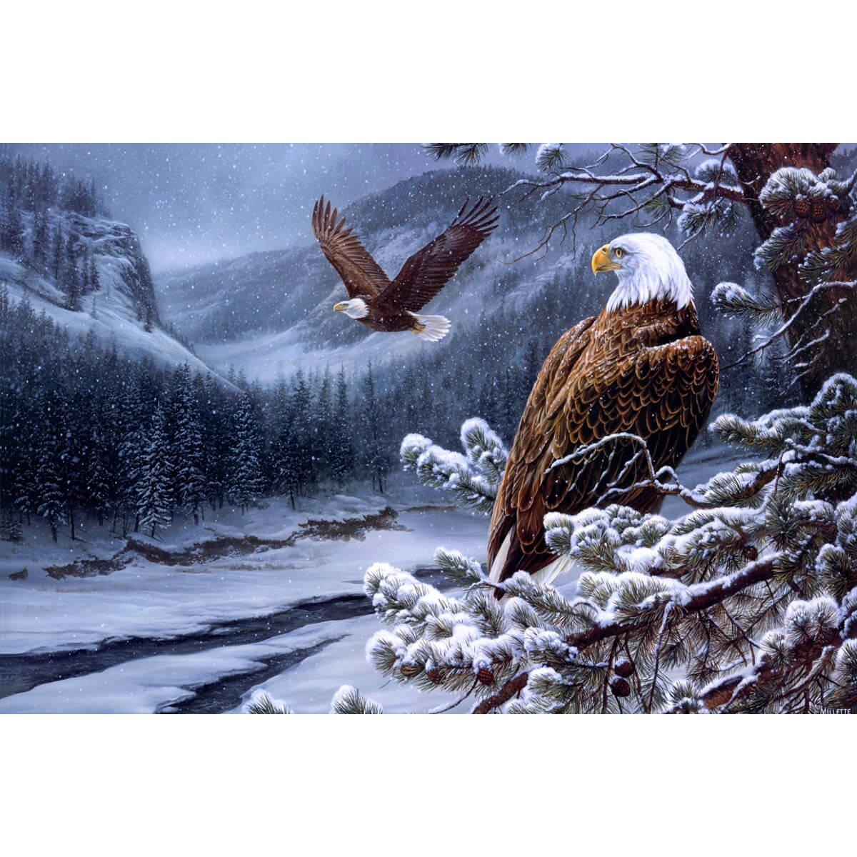 1000-Piece Premium Wooden Jigsaw Puzzle for Adults – Snow Mountain Eagles | Artisan Crafted, Whimsical Shapes & Unique Designs, Best Relaxation Gift