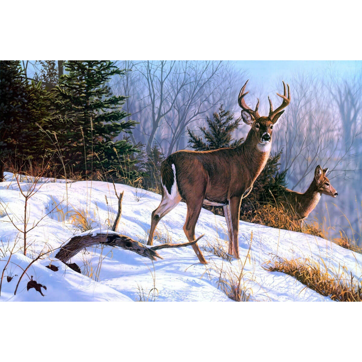 1000-Piece Premium Wooden Jigsaw Puzzle for Adults – Snowy Forest Deer 2 | Artisan Crafted, Whimsical Shapes & Unique Designs, Best Relaxation Gift