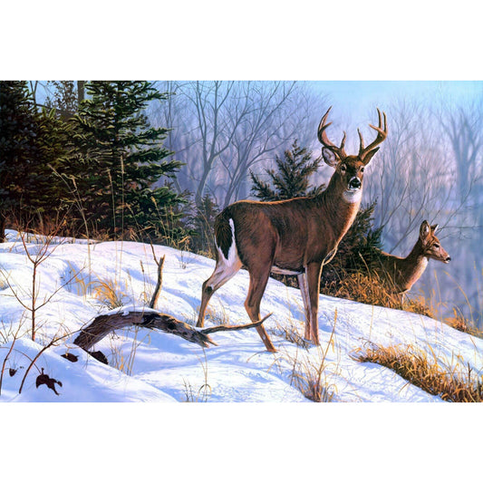 1000-Piece Premium Wooden Jigsaw Puzzle for Adults – Snowy Forest Deer 2 | Artisan Crafted, Whimsical Shapes & Unique Designs, Best Relaxation Gift