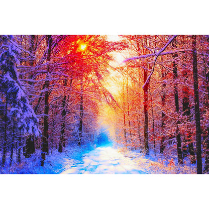 1000-Piece Premium Wooden Jigsaw Puzzle for Adults – Snowy Forest Sunset | Artisan Crafted, Whimsical Shapes & Unique Designs, Best Relaxation Gift