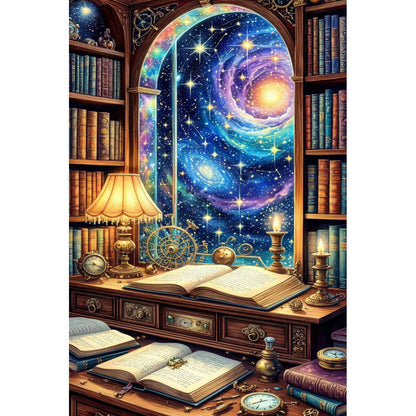 1000-Piece Premium Wooden Jigsaw Puzzle for Adults – Starry Library Window | Artisan Crafted, Whimsical Shapes & Unique Designs, Best Relaxation Gift