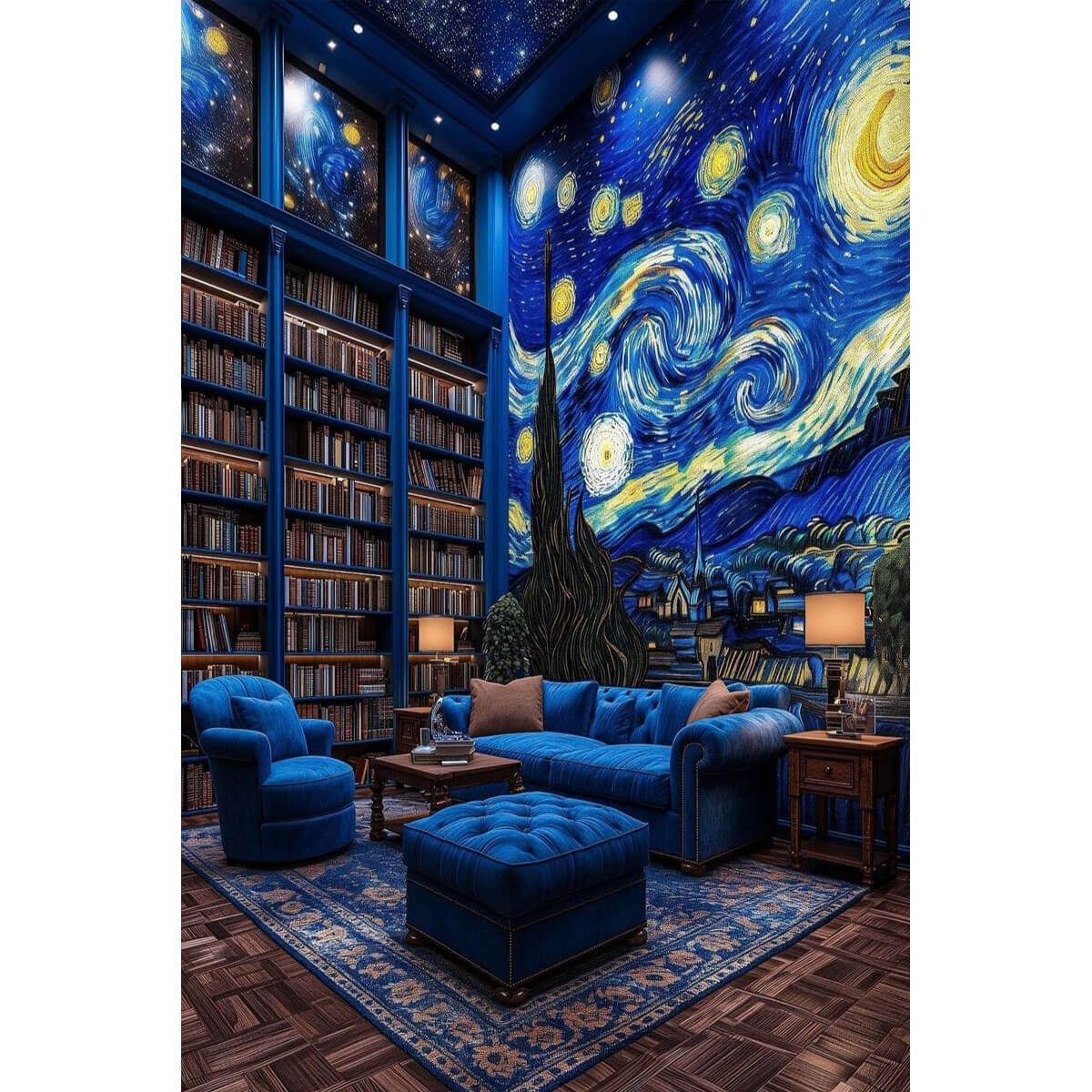 1000-Piece Premium Wooden Jigsaw Puzzle for Adults – Starry Night Library | Artisan Crafted, Whimsical Shapes & Unique Designs, Best Relaxation Gift