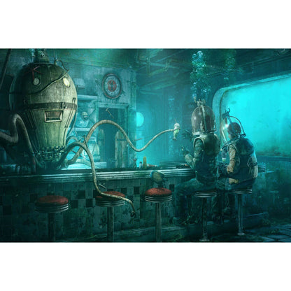 1000-Piece Premium Wooden Jigsaw Puzzle for Adults – Steampunk Divers in Frozen Abyss Bar | Artisan Crafted, Whimsical Shapes & Unique Designs, Best Relaxation Gift