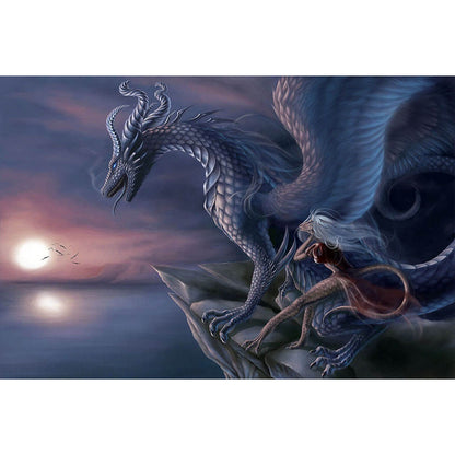 1000-Piece Premium Wooden Jigsaw Puzzle for Adults – Dragon and Girl | Artisan Crafted, Whimsical Shapes & Unique Designs, Best Relaxation Gift