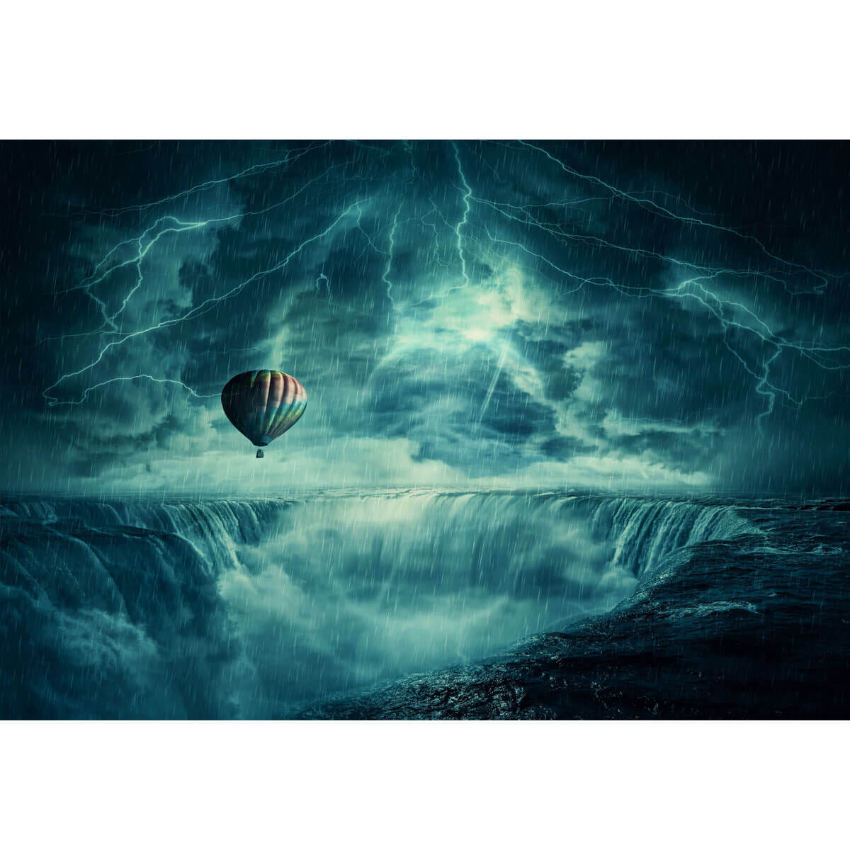 1000-Piece Premium Wooden Jigsaw Puzzle for Adults – Stormy Balloon Over Waterfall | Artisan Crafted, Whimsical Shapes & Unique Designs, Best Relaxation Gift