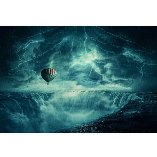 1000-Piece Premium Wooden Jigsaw Puzzle for Adults – Stormy Balloon Over Waterfall | Artisan Crafted, Whimsical Shapes & Unique Designs, Best Relaxation Gift