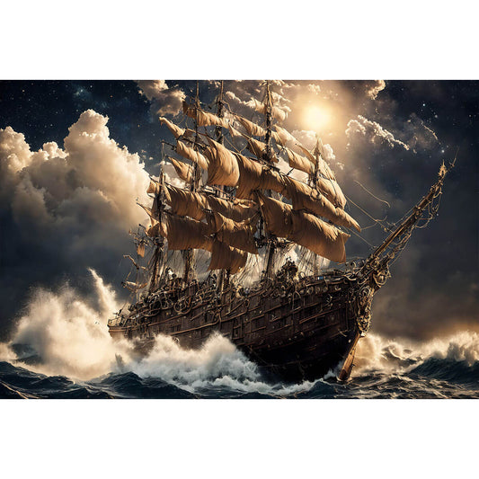 1000-Piece Premium Wooden Jigsaw Puzzle for Adults – Stormy Galleon | Artisan Crafted, Whimsical Shapes & Unique Designs, Best Relaxation Gift