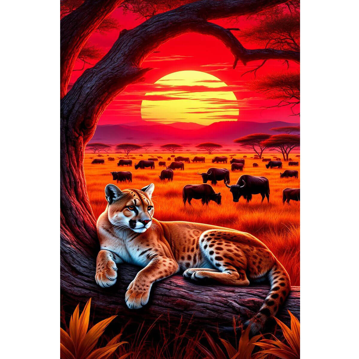 Wooden Jigsaw Puzzle 1000 Piece - Sunset Puma