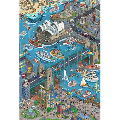 1000-Piece Premium Wooden Jigsaw Puzzle for Adults – Sydney Harbor Panorama | Artisan Crafted, Whimsical Shapes & Unique Designs, Best Relaxation Gift