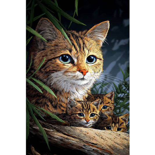 Wooden Jigsaw Puzzle 1000 Piece - Tabby Cat Family