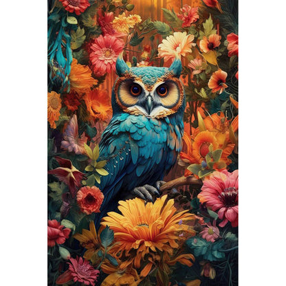 1000-Piece Premium Wooden Jigsaw Puzzle for Adults – Teal Owl in Flowers | Artisan Crafted, Whimsical Shapes & Unique Designs, Best Relaxation Gift