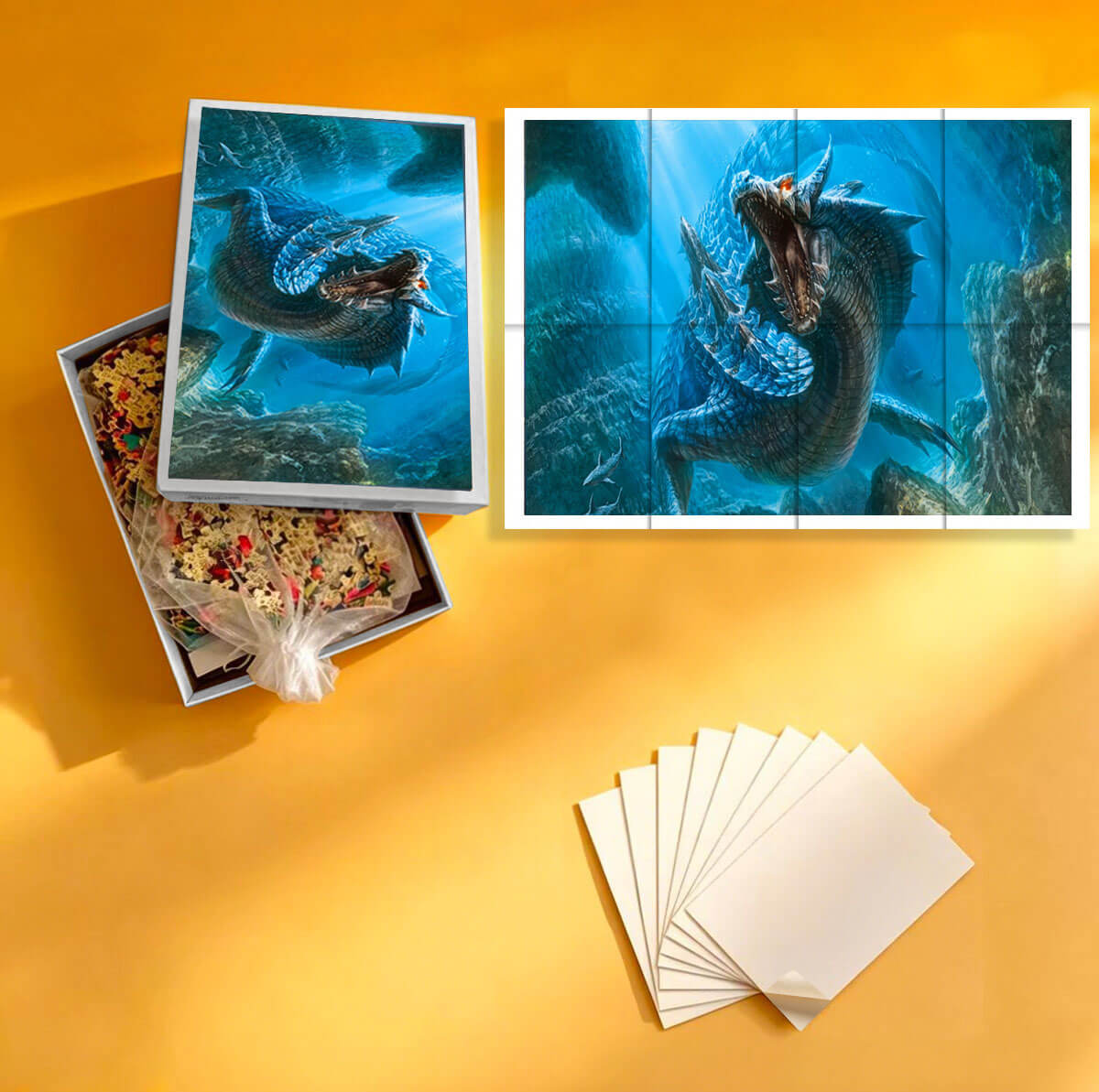 1000-Piece Premium Wooden Jigsaw Puzzle for Adults – The Abyssal Sea Dragon | Artisan Crafted, Whimsical Shapes & Unique Designs, Best Relaxation Gift