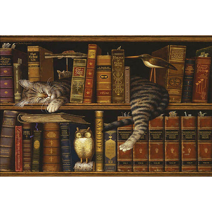 1000-Piece Premium Wooden Jigsaw Puzzle for Adults – The Cat on the Bookshelf 2 | Artisan Crafted, Whimsical Shapes & Unique Designs, Best Relaxation Gift
