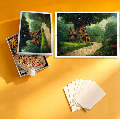 1000-Piece Premium Wooden Jigsaw Puzzle for Adults –The Enchanted Treehouse | Artisan Crafted, Whimsical Shapes & Unique Designs, Best Relaxation Gift