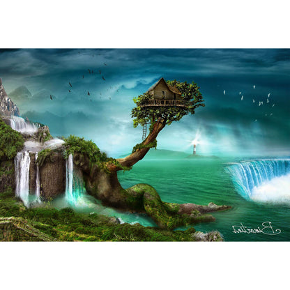 1000-Piece Premium Wooden Jigsaw Puzzle for Adults – The Enchanted Waterfall Treehouse | Artisan Crafted, Whimsical Shapes & Unique Designs, Best Relaxation Gift