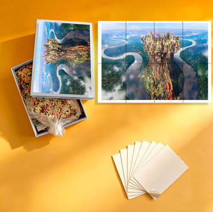 1000-Piece Premium Wooden Jigsaw Puzzle for Adults – The Floating Fantasy Kingdom | Artisan Crafted, Whimsical Shapes & Unique Designs, Best Relaxation Gift