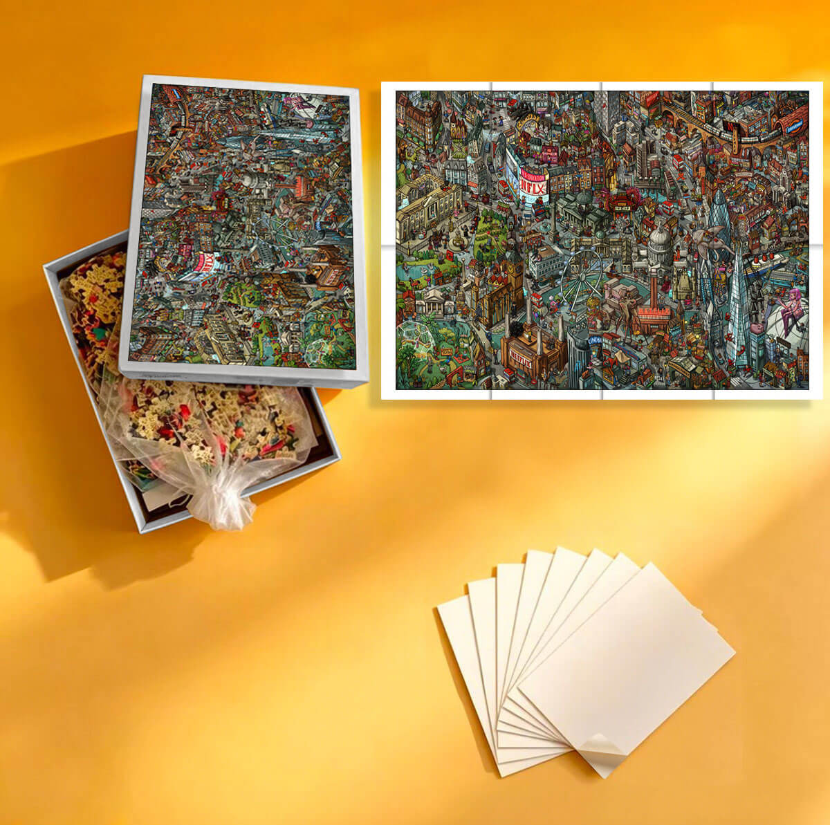 1000-Piece Premium Wooden Jigsaw Puzzle for Adults – The Hidden City | Artisan Crafted, Whimsical Shapes & Unique Designs, Best Relaxation Gift
