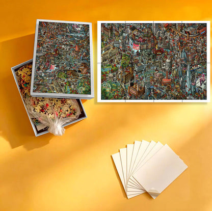 1000-Piece Premium Wooden Jigsaw Puzzle for Adults – The Hidden City | Artisan Crafted, Whimsical Shapes & Unique Designs, Best Relaxation Gift
