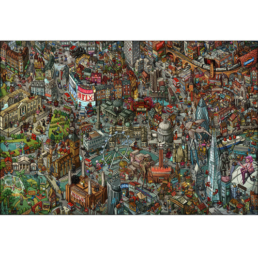 1000-Piece Premium Wooden Jigsaw Puzzle for Adults – The Hidden City | Artisan Crafted, Whimsical Shapes & Unique Designs, Best Relaxation Gift