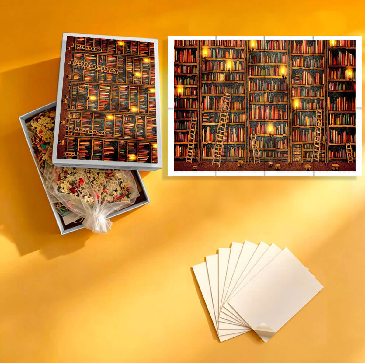 1000-Piece Premium Wooden Jigsaw Puzzle for Adults – The Infinite Library | Artisan Crafted, Whimsical Shapes & Unique Designs, Best Relaxation Gift