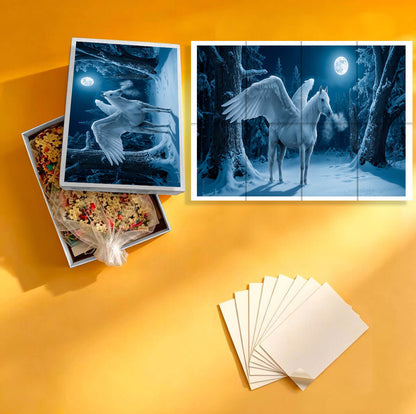 1000-Piece Premium Wooden Jigsaw Puzzle for Adults – The White Pegasus | Artisan Crafted, Whimsical Shapes & Unique Designs, Best Relaxation Gift