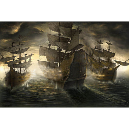 1000-Piece Premium Wooden Jigsaw Puzzle for Adults – Three Ship Convoy | Artisan Crafted, Whimsical Shapes & Unique Designs, Best Relaxation Gift