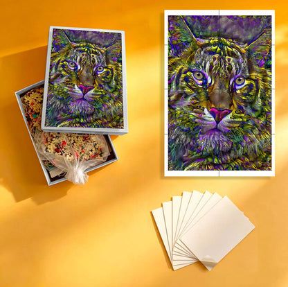 1000-Piece Premium Wooden Jigsaw Puzzle for Adults – Tiger Flashmoon | Artisan Crafted, Whimsical Shapes & Unique Designs, Best Relaxation Gift