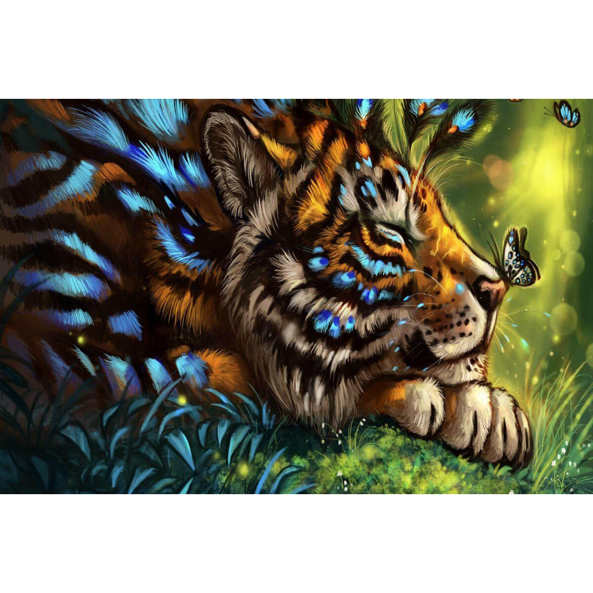 1000-Piece Premium Wooden Jigsaw Puzzle for Adults – Tiger with Butterflies | Artisan Crafted, Whimsical Shapes & Unique Designs, Best Relaxation Gift