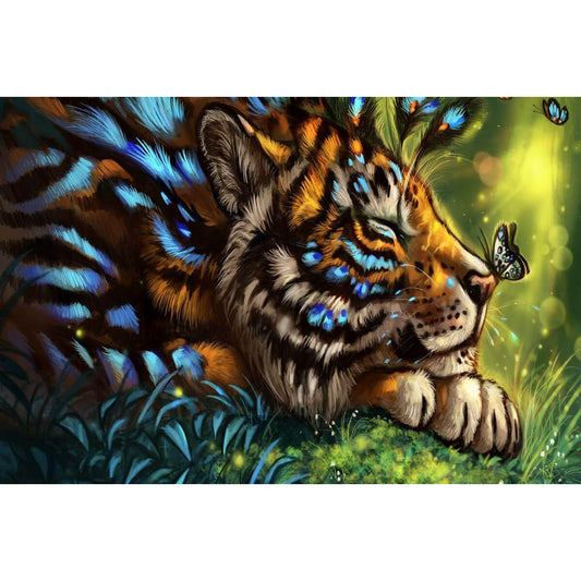 1000-Piece Premium Wooden Jigsaw Puzzle for Adults – Tiger with Butterflies | Artisan Crafted, Whimsical Shapes & Unique Designs, Best Relaxation Gift