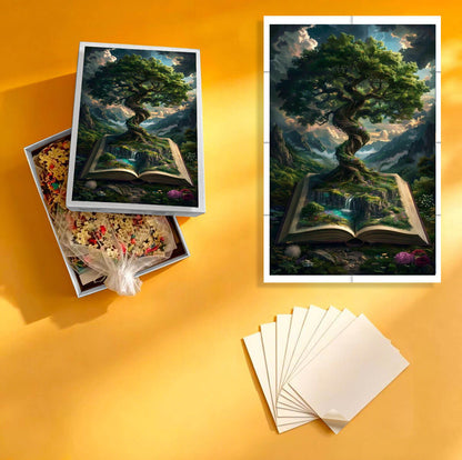 1000-Piece Premium Wooden Jigsaw Puzzle for Adults – Tree Of Life Magic Book | Artisan Crafted, Whimsical Shapes & Unique Designs, Best Relaxation Gift