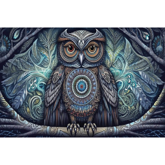 1000-Piece Premium Wooden Jigsaw Puzzle for Adults – Tribal Pattern Owl | Artisan Crafted, Whimsical Shapes & Unique Designs, Best Relaxation Gift