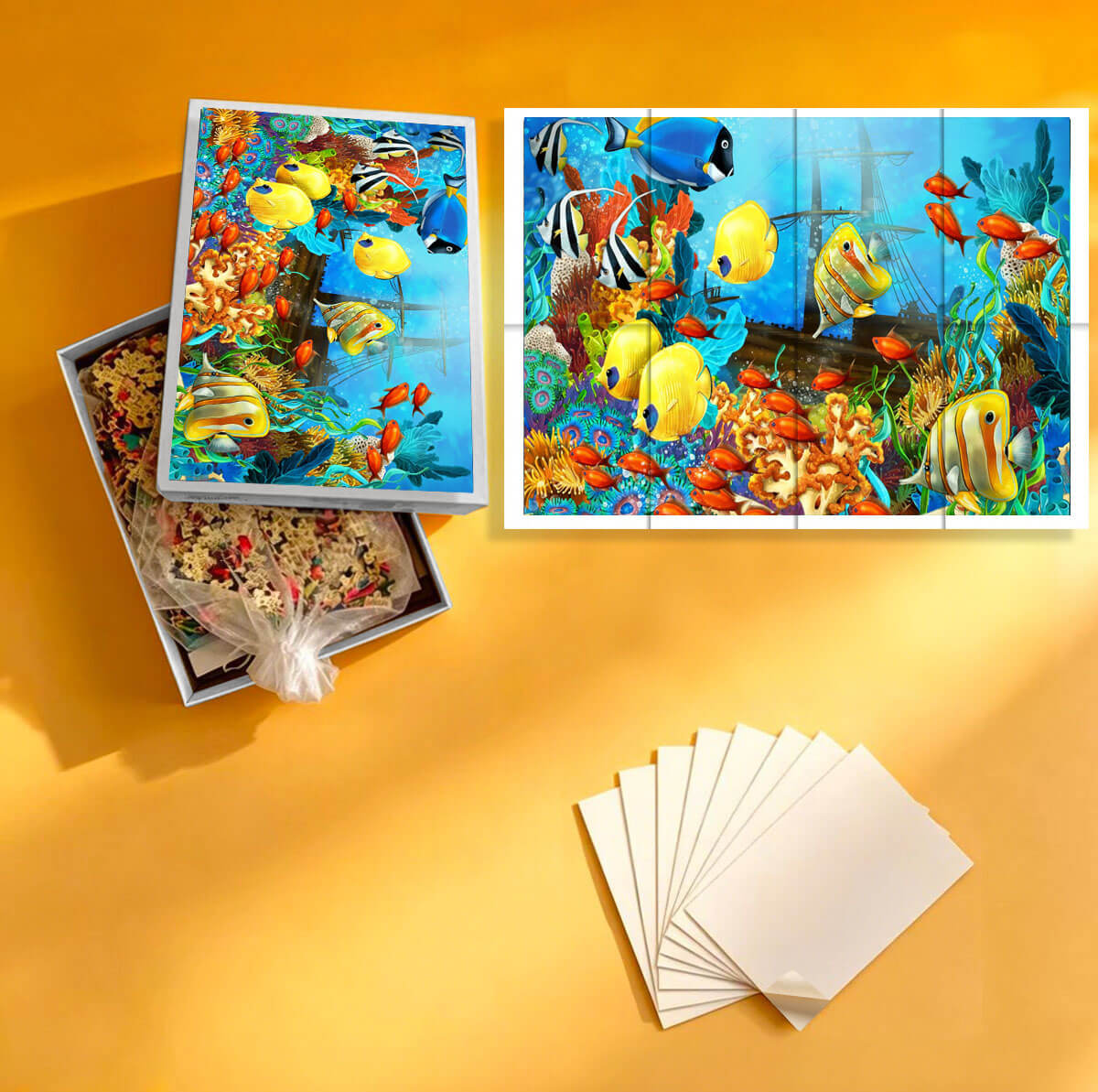 1000-Piece Premium Wooden Jigsaw Puzzle for Adults – Tropical Reef Discovery | Artisan Crafted, Whimsical Shapes & Unique Designs, Best Relaxation Gift