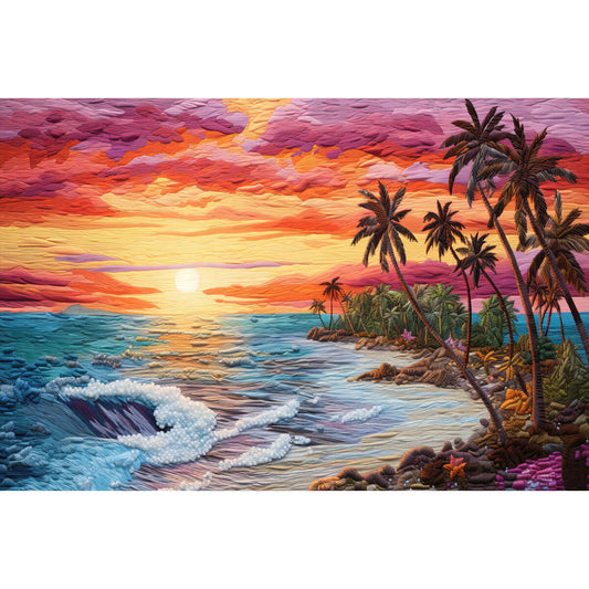 1000-Piece Premium Wooden Jigsaw Puzzle for Adults – Tropical Sunset Beach | Artisan Crafted, Whimsical Shapes & Unique Designs, Best Relaxation Gift