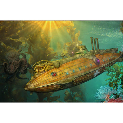 1000-Piece Premium Wooden Jigsaw Puzzle for Adults – Underwater Kraken Submarine Adventure | Artisan Crafted, Whimsical Shapes & Unique Designs, Best Relaxation Gift