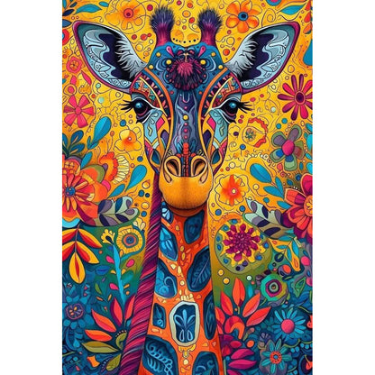 1000-Piece Premium Wooden Jigsaw Puzzle for Adults – Vibrant Floral Giraffe | Artisan Crafted, Whimsical Shapes & Unique Designs, Best Relaxation Gift