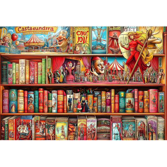 1000-Piece Premium Wooden Jigsaw Puzzle for Adults – Vintage Bookshelf Vignette | Artisan Crafted, Whimsical Shapes & Unique Designs, Best Relaxation Gift