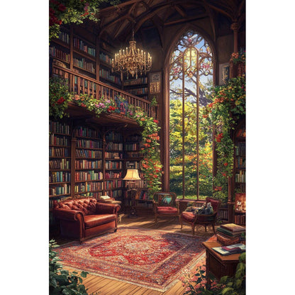 1000-Piece Premium Wooden Jigsaw Puzzle for Adults – Vintage Ivy Library | Artisan Crafted, Whimsical Shapes & Unique Designs, Best Relaxation Gift