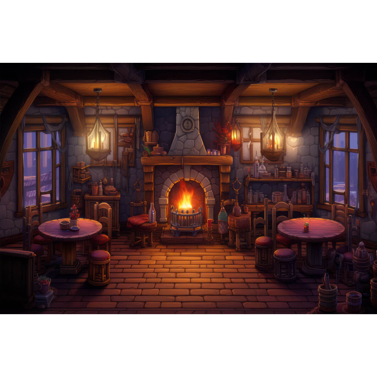Wooden Jigsaw Puzzle 1000 Piece - Warm Tavern with Fireplace