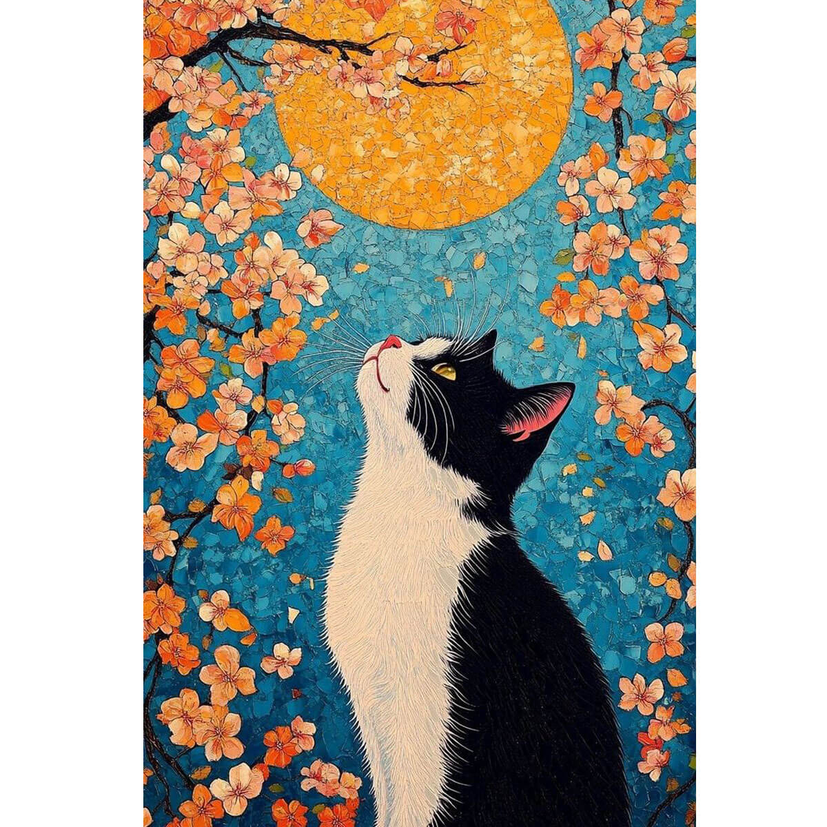 Wooden Jigsaw Puzzle 1000 Piece - Watercolor Painting-Cat under the Moon