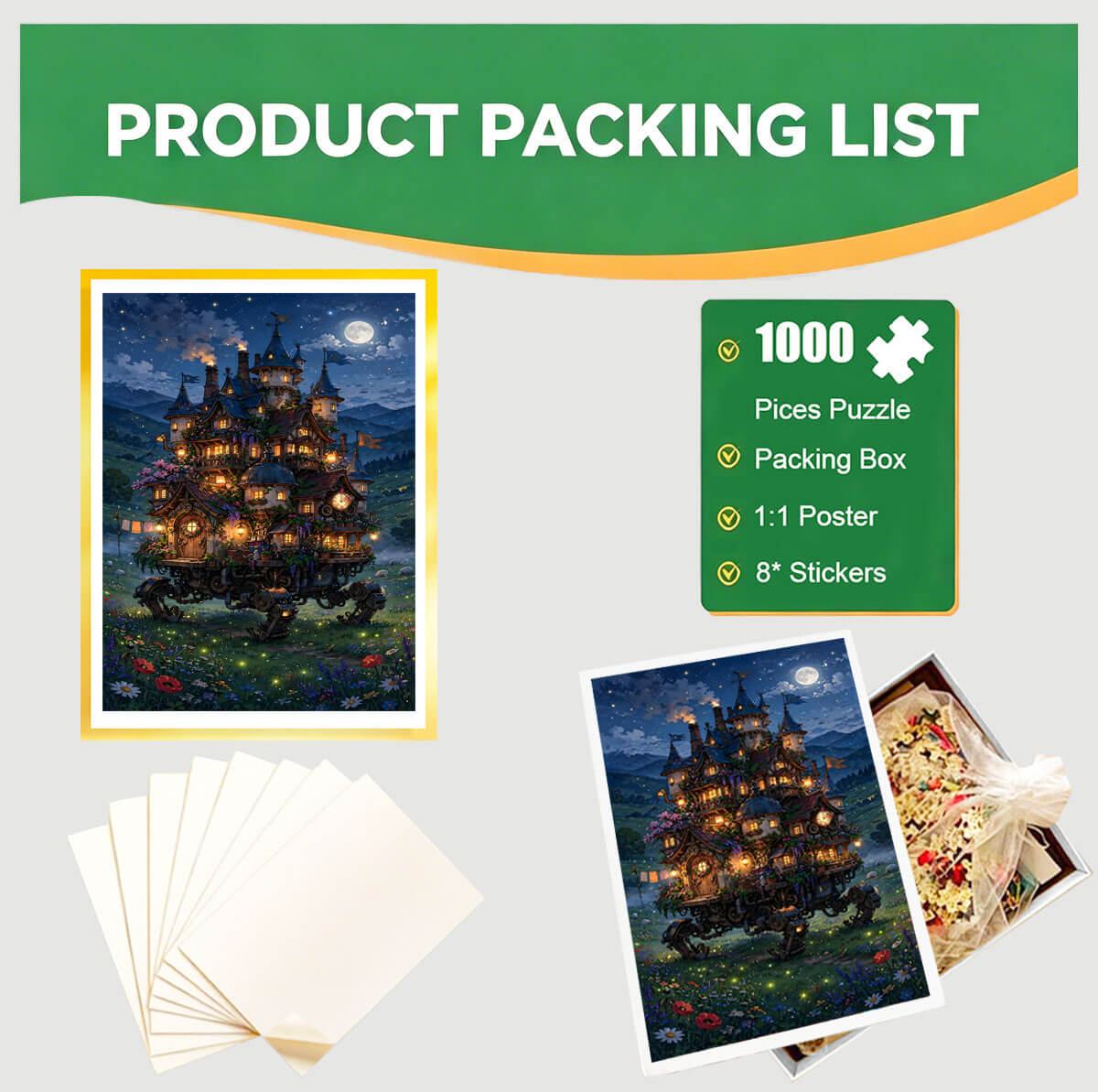 1000-Piece Premium Wooden Jigsaw Puzzle for Adults – Whimsical Castle Wander | Artisan Crafted, Whimsical Shapes & Unique Designs, Best Relaxation Gift