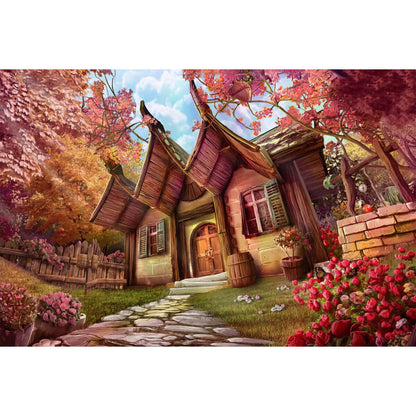 Wooden Jigsaw Puzzle 1000 Piece - Whimsical Cottage in Autumn Garden