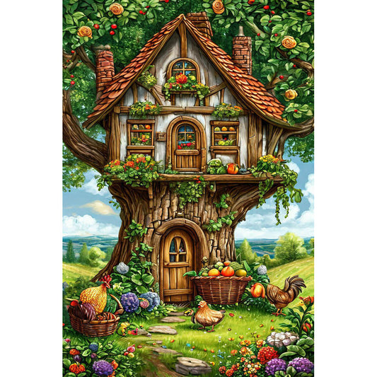 1000-Piece Premium Wooden Jigsaw Puzzle for Adults – Whimsical Garden Tree House | Artisan Crafted, Whimsical Shapes & Unique Designs, Best Relaxation Gift